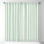 Fern Green and White Narrow Vertical Vintage Provincial French Chateau Ticking Stripe Window Curtain Gallery Image 5