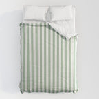 Fern Green and White Narrow Vertical Vintage Provincial French Chateau Ticking Stripe Comforter Gallery Image 6
