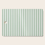 Fern Green and White Narrow Vertical Vintage Provincial French Chateau Ticking Stripe Cutting Board Gallery Image 1