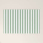 Fern Green and White Narrow Vertical Vintage Provincial French Chateau Ticking Stripe Welcome Mat Gallery Image 1