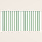 Fern Green and White Narrow Vertical Vintage Provincial French Chateau Ticking Stripe Desk Mat Gallery Image 3