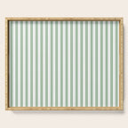 Fern Green and White Narrow Vertical Vintage Provincial French Chateau Ticking Stripe Serving Tray Gallery Image 1