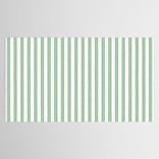 Fern Green and White Narrow Vertical Vintage Provincial French Chateau Ticking Stripe Tablecloth Gallery Image 2