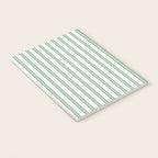 Fern Green and White Narrow Vertical Vintage Provincial French Chateau Ticking Stripe Notebook Gallery Image 3