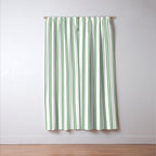 Fern Green and White Narrow Vertical Vintage Provincial French Chateau Ticking Stripe Window Curtain Gallery Image 3
