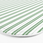 Fern Green and White Narrow Vertical Vintage Provincial French Chateau Ticking Stripe Bath Mat Gallery Image 3