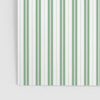 Fern Green and White Narrow Vertical Vintage Provincial French Chateau Ticking Stripe Poster Gallery Image 3