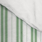 Fern Green and White Narrow Vertical Vintage Provincial French Chateau Ticking Stripe Comforter Gallery Image 4