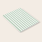 Fern Green and White Narrow Vertical Vintage Provincial French Chateau Ticking Stripe Notebook Gallery Image 2