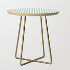 Fern Green and White Narrow Vertical Vintage Provincial French Chateau Ticking Stripe Side Table Gallery Image 1