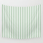 Fern Green and White Narrow Vertical Vintage Provincial French Chateau Ticking Stripe Wall Tapestry Gallery Image 4