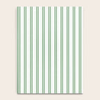 Fern Green and White Narrow Vertical Vintage Provincial French Chateau Ticking Stripe Notebook Gallery Image 4