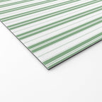 Fern Green and White Narrow Vertical Vintage Provincial French Chateau Ticking Stripe Welcome Mat Gallery Image 2