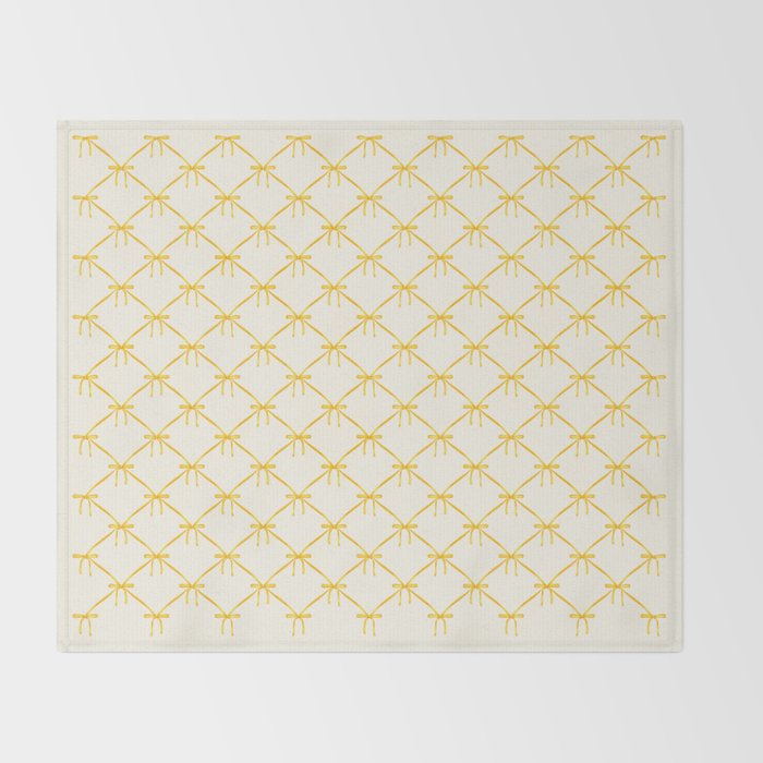 Bows & Ribbons Pattern IX Yellow Throw Blanket Gallery Image 2