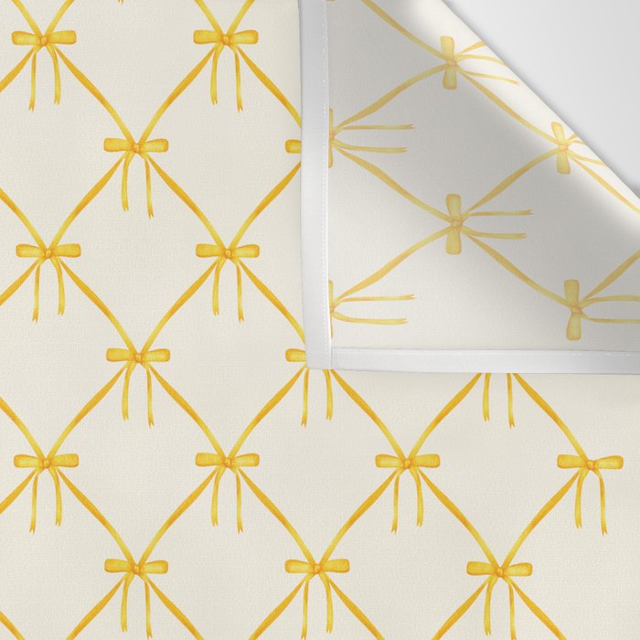 Bows & Ribbons Pattern IX Yellow Wall Tapestry Gallery Image 3