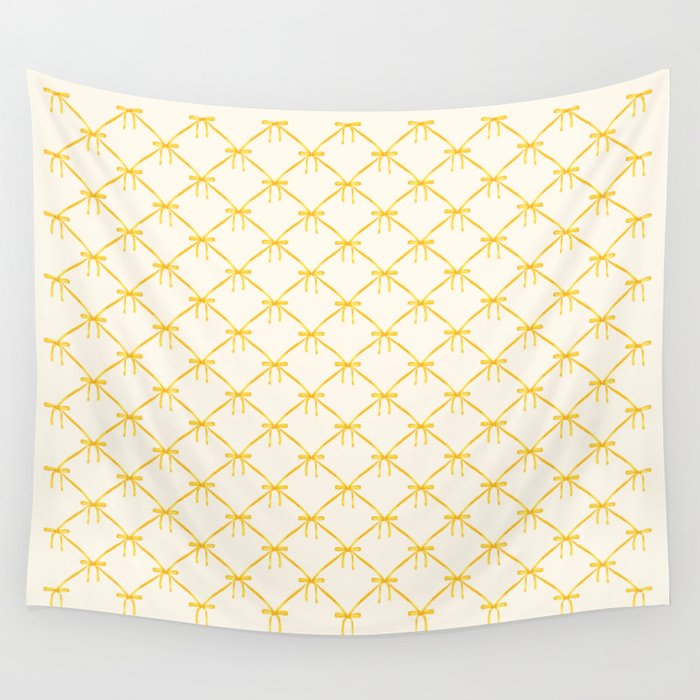 Bows & Ribbons Pattern IX Yellow Wall Tapestry Gallery Image 4