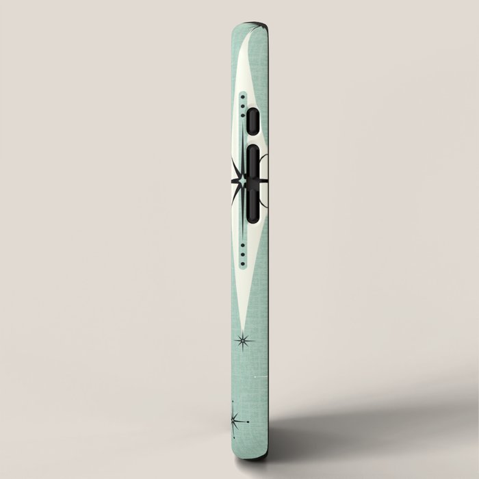 Mid Century Meow Retro Atomic Cats Mint iPhone Case Gallery Image 2