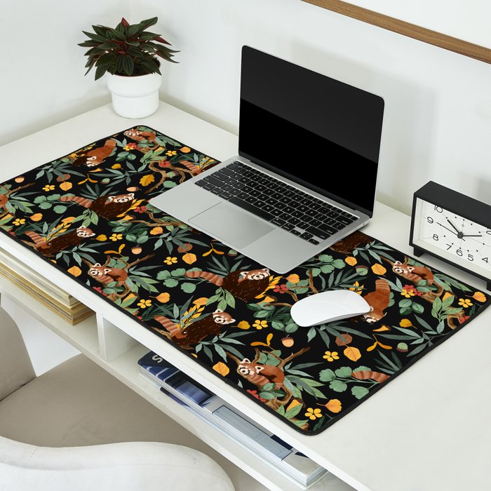 RED PANDAS IN DARK WILD NATURE Desk Mat Gallery Image 2