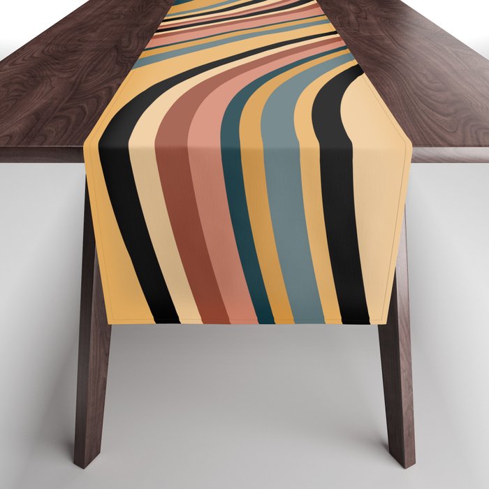 Wavy Stripes X - Vintage Neutral Table Runner Gallery Image 1