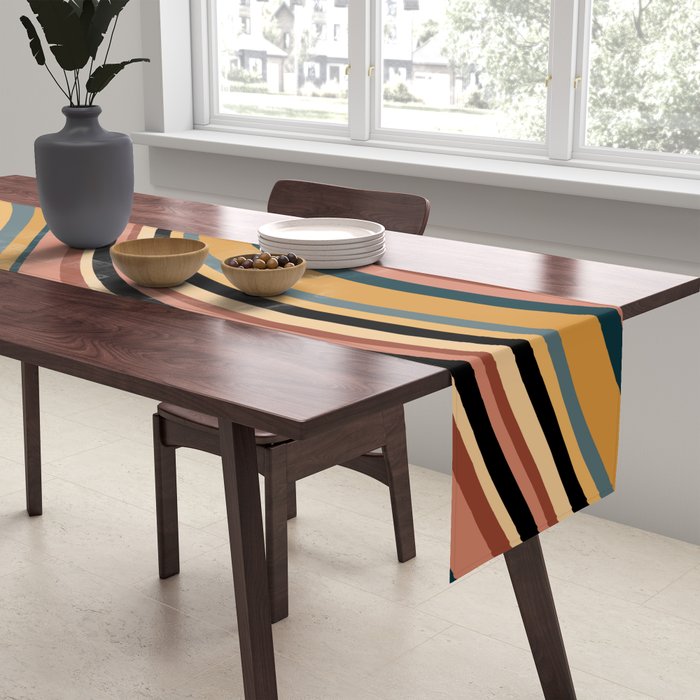 Wavy Stripes X - Vintage Neutral Table Runner Gallery Image 2