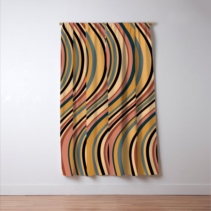 Wavy Stripes X - Vintage Neutral Window Curtain Gallery Image 3