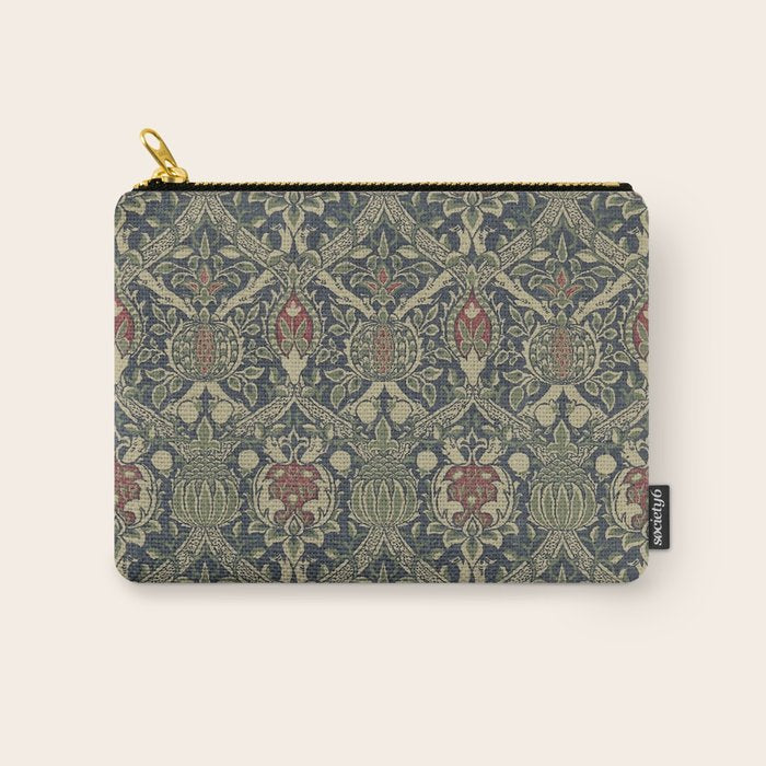William Morris Granada Blue Indigo Red Vintage Pattern Carry All Pouch Gallery Image 1