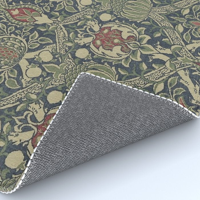William Morris Granada Blue Indigo Red Vintage Pattern Rug Gallery Image 4
