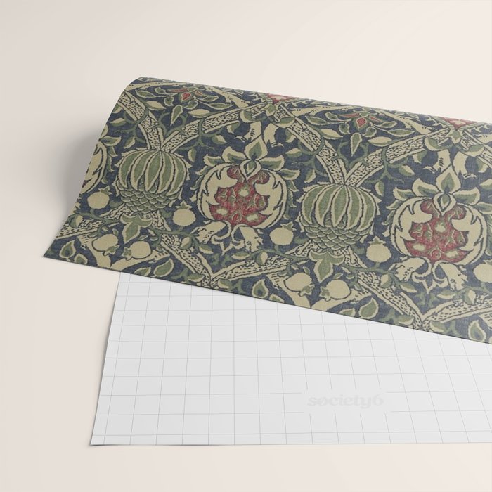William Morris Granada Blue Indigo Red Vintage Pattern Wrapping Paper Gallery Image 2