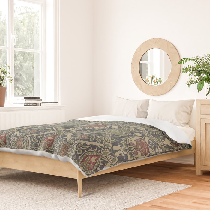 William Morris Granada Blue Indigo Red Vintage Pattern Duvet Cover Gallery Image 2