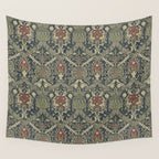 William Morris Granada Blue Indigo Red Vintage Pattern Wall Tapestry Gallery Image 4