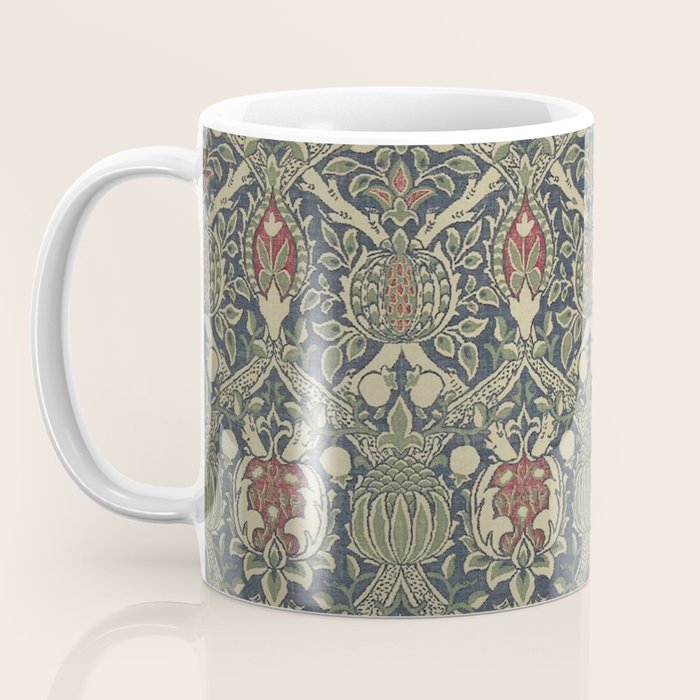 William Morris Granada Blue Indigo Red Vintage Pattern Coffee Mug Gallery Image 3
