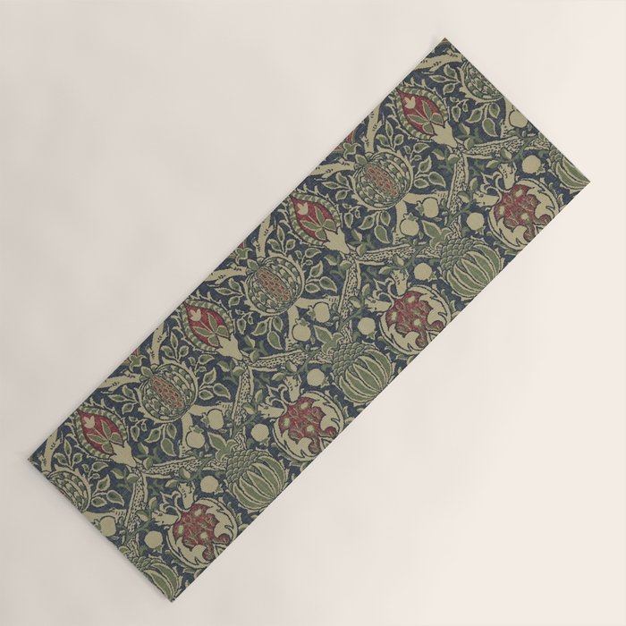 William Morris Granada Blue Indigo Red Vintage Pattern Yoga Mat Gallery Image 1