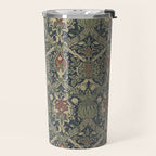 William Morris Granada Blue Indigo Red Vintage Pattern Travel Mug Gallery Image 2