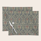 William Morris Granada Blue Indigo Red Vintage Pattern Placemat Gallery Image 1