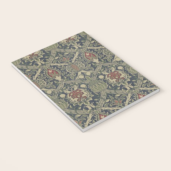 William Morris Granada Blue Indigo Red Vintage Pattern Notebook Gallery Image 3