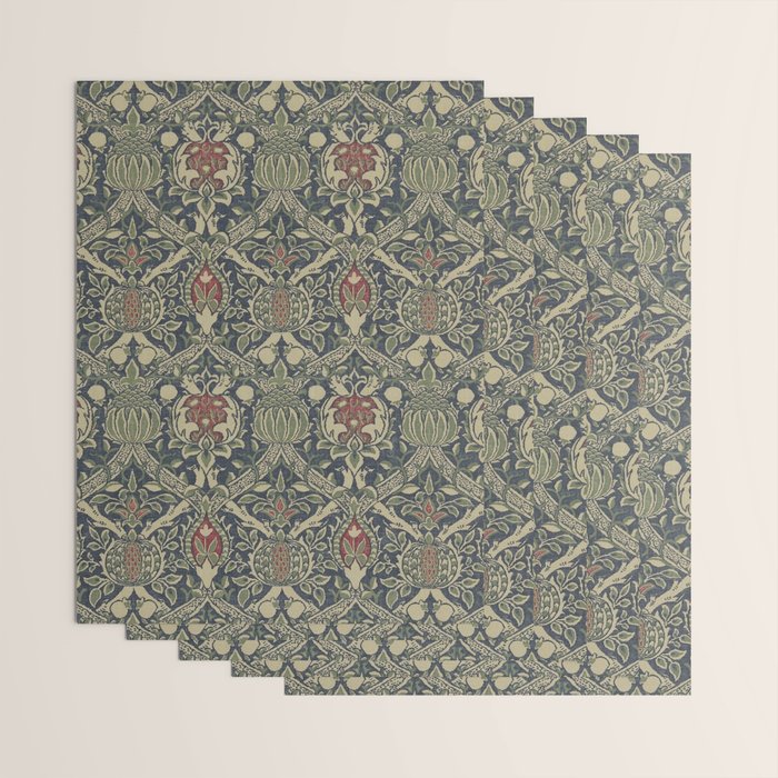 William Morris Granada Blue Indigo Red Vintage Pattern Wrapping Paper Gallery Image 3