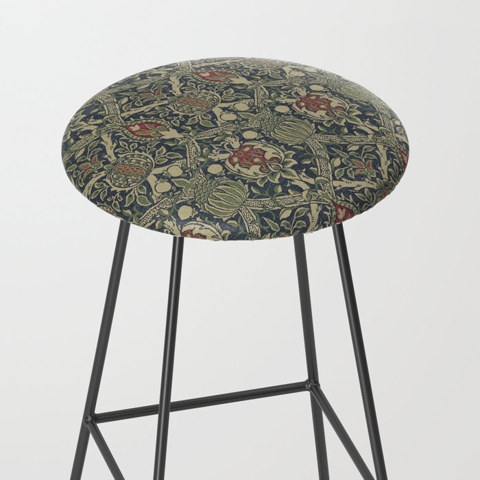 William Morris Granada Blue Indigo Red Vintage Pattern Stool Gallery Image 2