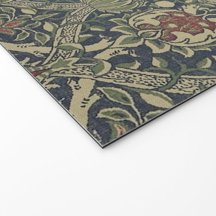 William Morris Granada Blue Indigo Red Vintage Pattern Welcome Mat Gallery Image 2
