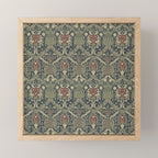 William Morris Granada Blue Indigo Red Vintage Pattern Mini Art Print Gallery Image 1