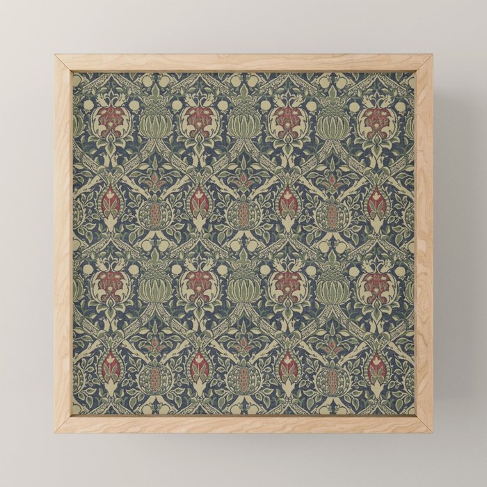 William Morris Granada Blue Indigo Red Vintage Pattern Mini Art Print Gallery Image 1
