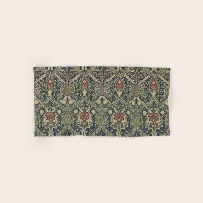 William Morris Granada Blue Indigo Red Vintage Pattern Bath Towel Gallery Image 1