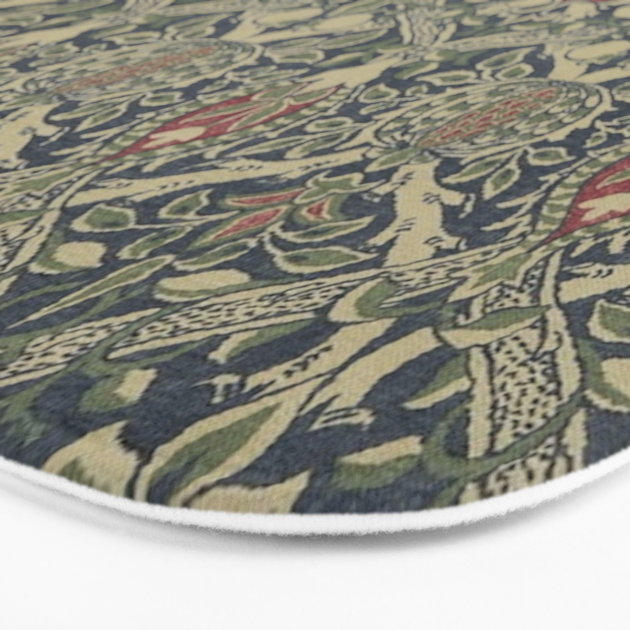 William Morris Granada Blue Indigo Red Vintage Pattern Bath Mat Gallery Image 3