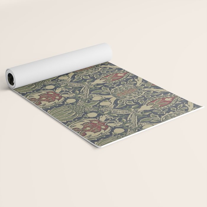 William Morris Granada Blue Indigo Red Vintage Pattern Yoga Mat Gallery Image 2