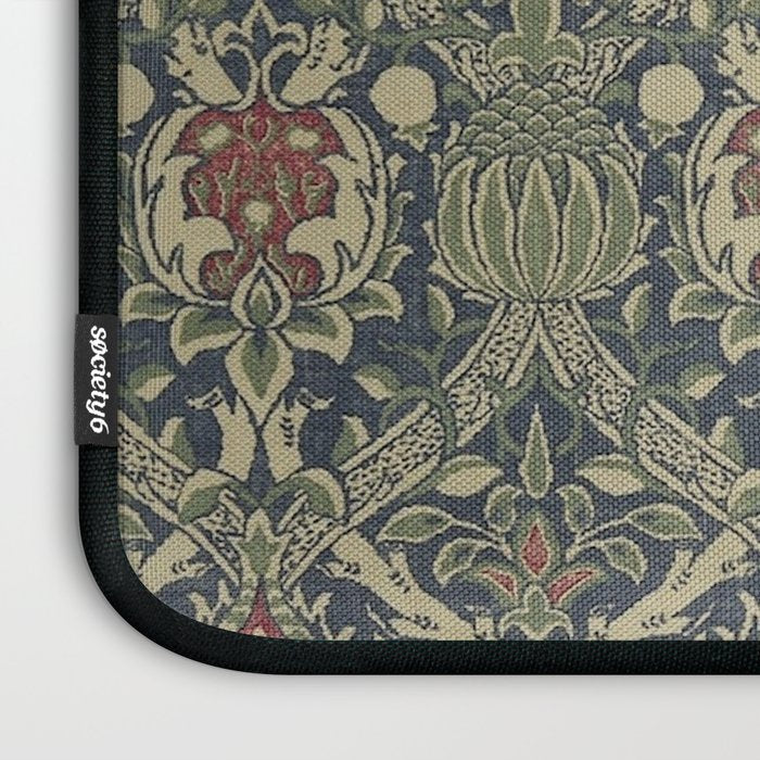 William Morris Granada Blue Indigo Red Vintage Pattern Laptop Sleeve Gallery Image 3