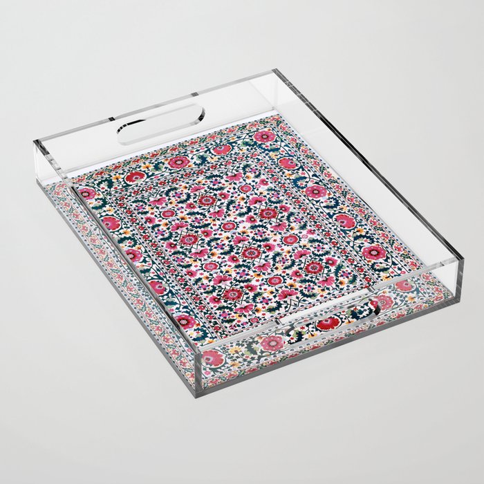 Shakhrisyabz Suzani Uzbekistan Embroidery Print Acrylic Tray Gallery Image 1