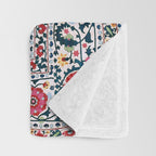 Shakhrisyabz Suzani Uzbekistan Embroidery Print Throw Blanket Gallery Image 3