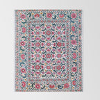 Shakhrisyabz Suzani Uzbekistan Embroidery Print Throw Blanket Gallery Image 2