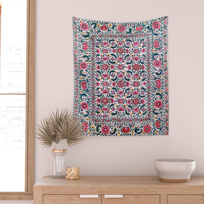 Shakhrisyabz Suzani Uzbekistan Embroidery Print Wall Tapestry Gallery Image 2