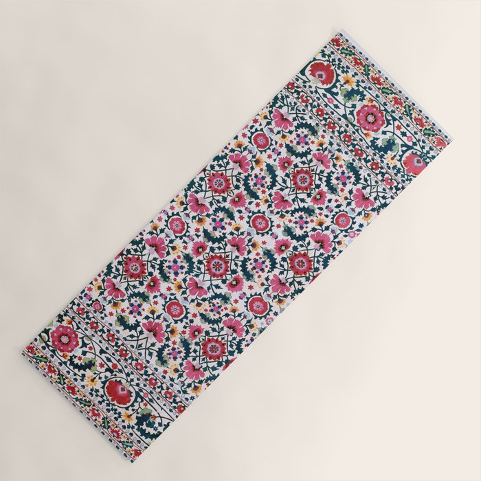 Shakhrisyabz Suzani Uzbekistan Embroidery Print Yoga Mat Gallery Image 1