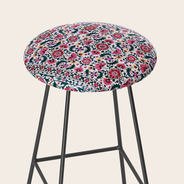 Shakhrisyabz Suzani Uzbekistan Embroidery Print Stool Gallery Image 2